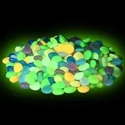 SOFPLATE About 200G Glow in The Dark Stones Colorful Aquarium Rocks Small Luminous Acrylic Assorted Decorative No Hole Bead Vase Fillers Accessories for Fish Tank Vase Party Home DIY Craft Decoration