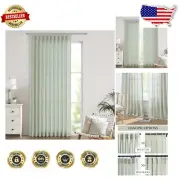 Semi-Sheer Light Filtering Curtains in Soft Green - 60"W x 108"L for Home Decor