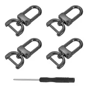 4Pcs Swivel Clasps, 0.63" D Ring Detachable Snap Hook with Screwdriver, Black