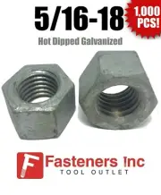 (Qty 1000) 5/16-18 Low Carbon Grade 2 Finished Hex Nuts Hot Dipped Galvanized