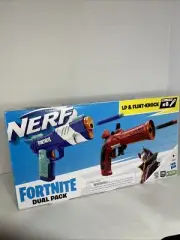 NERF Fortnite Dual Pack LP & Flint-Knock Blasters With 6 Elite Foam Darts NEW