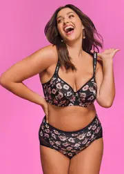 [Taking Shape] Taking Shape Satin Contour T-shirt Bra Size 20G in Rose Print - Plus Size Women's Clothing Rose Print