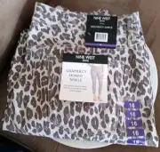 NWT NINE WEST JEANS Gramercy Leopard Skinny Ankle Jeans Creamstone Sz 16