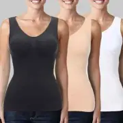 Cami Shaper Tank Top 3 Pack Women Bra Body Shaper, Multi, L
