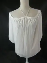 NWT 1 State White Off the Shoulder Sheer Chiffon Blouse Size S