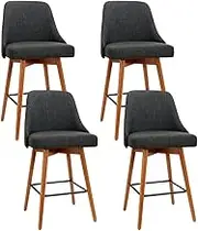 Artiss 4X Bar Stools Kitchen Dining Chairs Swivel Linen Stool Wooden Charcoal