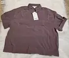 New Athleta Hike Packable Top Womens Large Damask Mauve Short Sleeve Button Up S