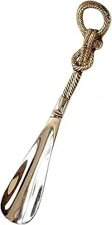 [LZBBZL] Short Handle Shoe Horn for Women Men Creative Hemp Rope Shape Shoehorn with Hook Light Luxury Shoe Helper Portable Brass Shoe Lifter