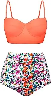 [Angerella] Women Vintage Polka Dot High Waisted Bathing Suit Bikini