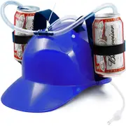 Catzon 2 Packs Beer Helmet Drinking Hat The Beer Hat Drinking Holder or Soda Drink Hat Party Fun Beverage Gadgets-Blue