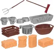 JOINPAYA Interactive Farm Playset for Set with Barn Hay Bales Feed Accessories and Tools Educational Role Playing Fun for Indoor and Outdoor Activities
