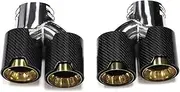 Car Exhaust Tip Carbon Fiber Quad Exhaust Tip Compatible For BMW G20 G21 M340i MPE 2019 2020 2021 Muffler Tip TailTip Exhaust System(Brown)