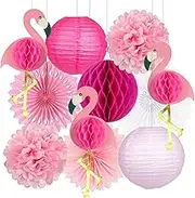 zilue Tropical Party Decorations Pink Flamingo Party Supplies Pom Poms Paper Flowers Tissue Paper Fan Paper Lanterns for Hawaiian Summer Beach Luau Party