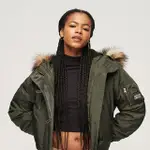 【SUPERDRY】女裝 保暖外套 MILITARY HOODED MA1 BOMBER(卡其綠)