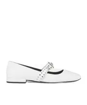 Versace Gianni Ribbon Square-Toe Ballet Flats 40.5,41 white