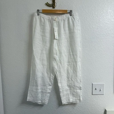 Eileen Fisher 100% Organic Linen White Cropped Pant Size Medium BNWT