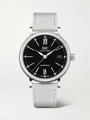 [IWC SCHAFFHAUSEN] IWC SCHAFFHAUSEN - Portofino Automatic 37mm Stainless Steel, Textured-leather And Diamond Watch - Silver - One size One size Silver