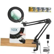Magnifying Glass with Light and Clamp, Real Glass Stand Lighted 10X Black