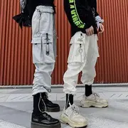 Couple Matching Cropped Cargo Harem Pants Pants Chain - Silver - M