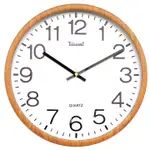 TELESONIC/天王星鐘錶 簡單設計風木紋色時鐘 掛鐘 日本機芯