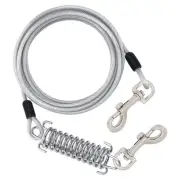 Dog Tie Out Cable Heavy Duty Dog Run Lead with Spring Steel Wire for Large Dogs