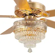 Crystal Ceiling Fan Fandelier with Lights - 52" Modern Outdoor Fans with Remote