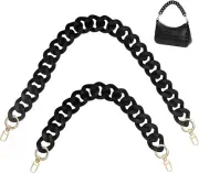 2 PCS Flat Chain Strap, Black Acrylic Chain Handbag Strap , DIY Craft (40Cm and