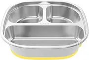 Stainless Steel Kids Plates, Divided Designed Metal Kid Plate with Suction Cup, Non-Slip Portion Control Plate for Weight Loss, Toddler Dishes, Divided Plates for Adults Kids
