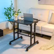 CostwayMobile Stand up Computer Desk with 2 Tilting Desktops for Office Walnut