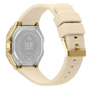 【Ice-Watch】ICE DIGIT RETRO系列 復古金框矽膠電子錶 32mm(米杏色)