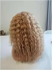 16 inch Curly Synthetic Lace Front Wig with Curly Wavy Wigs for Women Daily Party Use(Honey Blonde)
