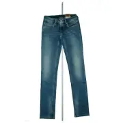 Pepe Jeans Ariel Ladies Stretch Slim Fit Low Waist Pants Size 34 XS W26 L32 Blue