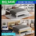 ALFORDSON Bed Frame Wooden Queen Double King Single Solid Pine Timber White Oak