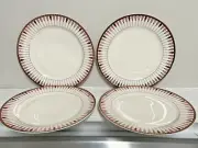 Set~4 Grace Teaware Pink Purple Gold Teardrop design 10 3/4" Dinner Plates NEW