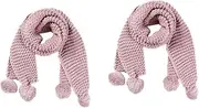 [SHERCHPRY] 2pcs Luxurious Child Winter Scarf Soft Fuzzy Ball Knitted Wool Scarf for Baby