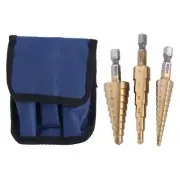 Portable 3Pcs Steel for Coated Step Drill Bit Quick-change 1/4" Sha