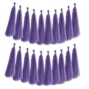 20Pcs Dark Purple Tassel Garland 14.6 x 9.4 Inch Tissue Paper Tassel Banner