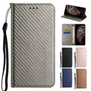 For Samsung GalaxyS20 S21 Plus Ultra Magnetic Flip Stand Carbon Fiber Phone Case
