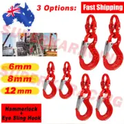 2x Hammerlock+6mm 8mm 12mm Eye Sling Hook Chain Caravan Trailer 1120-2000-3150Kg