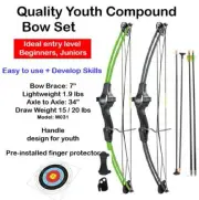 Kids Archery Youth Compound Bow Set Junior Black M031 4 Suction or Target Arrows
