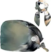 [YTYVAGT] Scrub Caps Women,Scrub Hats Suitable for Women,Animal Portrait Wolf