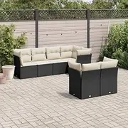 7 Piece Patio Garden Sofa Set: Outdoor Rattan Furniture for Balcony, Chairs, Deck, Seating & Patio Furniture Set - Clearance and Conversation Set