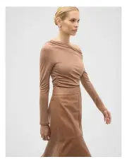 [Seed Heritage] Micro Jersey Off Shoulder Top in Amaretto