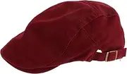 [Minkissy] Retro Washed Beret Cap for Women Adjustable Cabbie Flat Hat Solid Color Irish Newsboy Style Comfortable Fit for Spring Summer Fashion Accessory Red