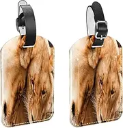 [WOSHJIUK] Luggage Tags,2 Pack Labels Suitcase Tags,Women Animals Two Lion,Luggage Tags Privacy Protection Travel Bag Tag
