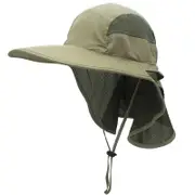 Catzon Unisex Outdoor Activities UV Protecting Sun Hats with Adjustable Neck Flap-ArmyGreen