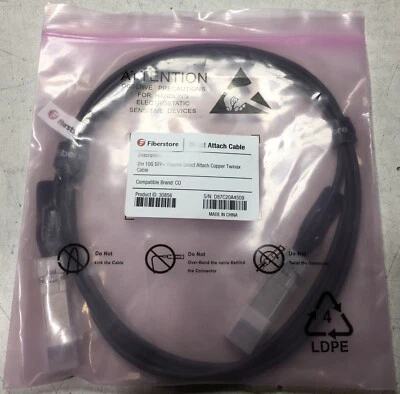 FS 2m 10G SFP+ Passive Direct Attach Copper Twinax Cable (P/N:30856)