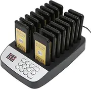 Restaurant Pager System, Rechargeable Restaurant Buzzer Pagers, Paging System with Vibration, Flashing and Buzzer, for Hospital Food Truck Church Hotel (16 Pagers)(AU Plug)