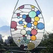 20" Tiffany Style Stained Glass Geometric Bubbles Window Panel Suncatcher