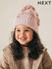 Pink Hand Crafted Pom Beanie Hat (3-10yrs) (B20450) | $11 - $12